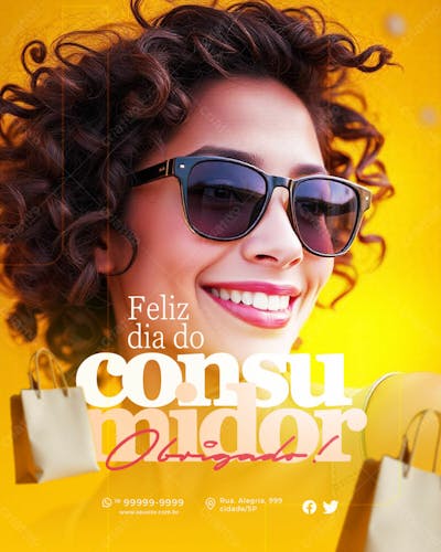 Feliz Dia Do Consumidor Obrigado Amarelo 01