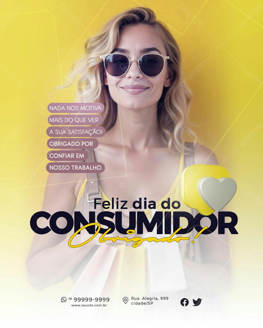 Feliz Dia Do Consumidor Obrigado Amarelo 05