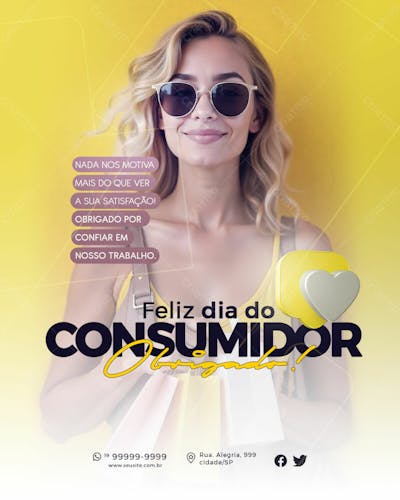 Feliz Dia Do Consumidor Obrigado Amarelo 05