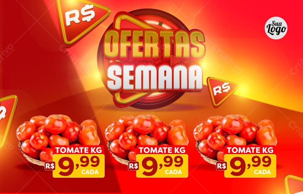 Encarte Ofertas Da Semana Selo 3D Banner Tomates