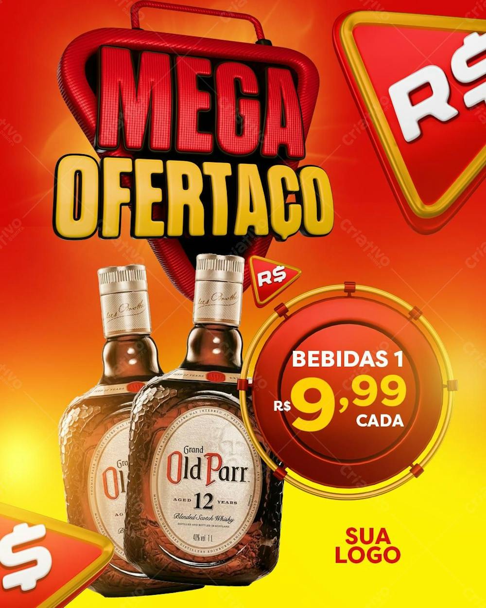 Mega Ofertaço Selo 3D Social Midia Banner Bebida Old Parr