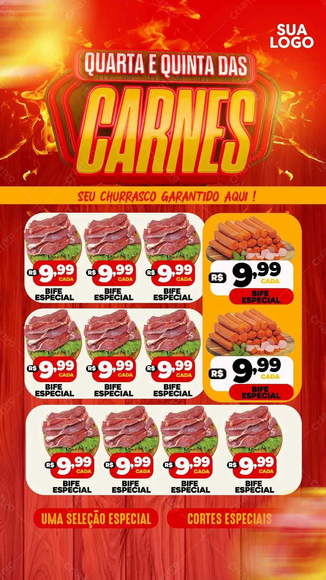 Flyer Quarta e Quinta das Carnes PSD Editável