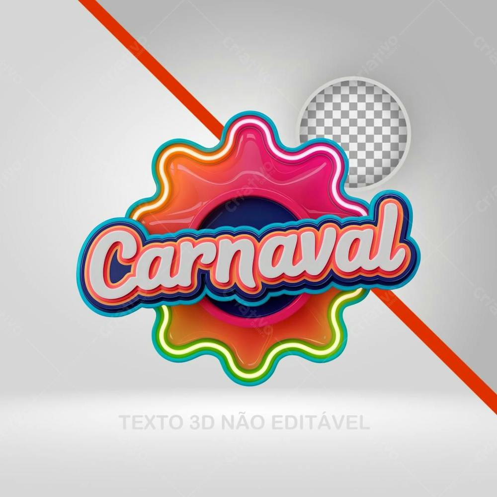 Selo 3D Carnaval, Texto 3D, Logotipo Para Bloco, Folia Flyer