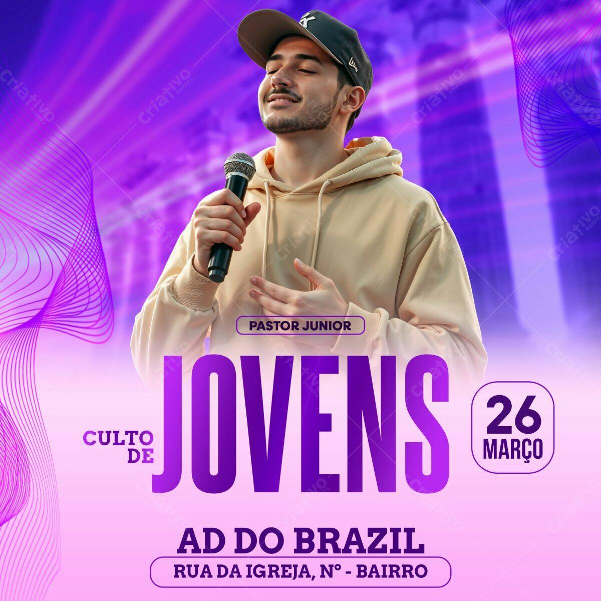 Flyer para Culto de Jovens PSD Editável