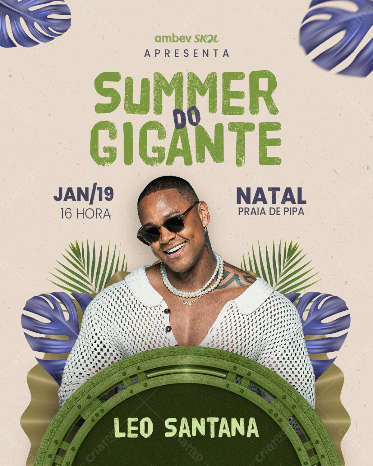 Flyer para Show de Léo Santana em Natal PSD Editável