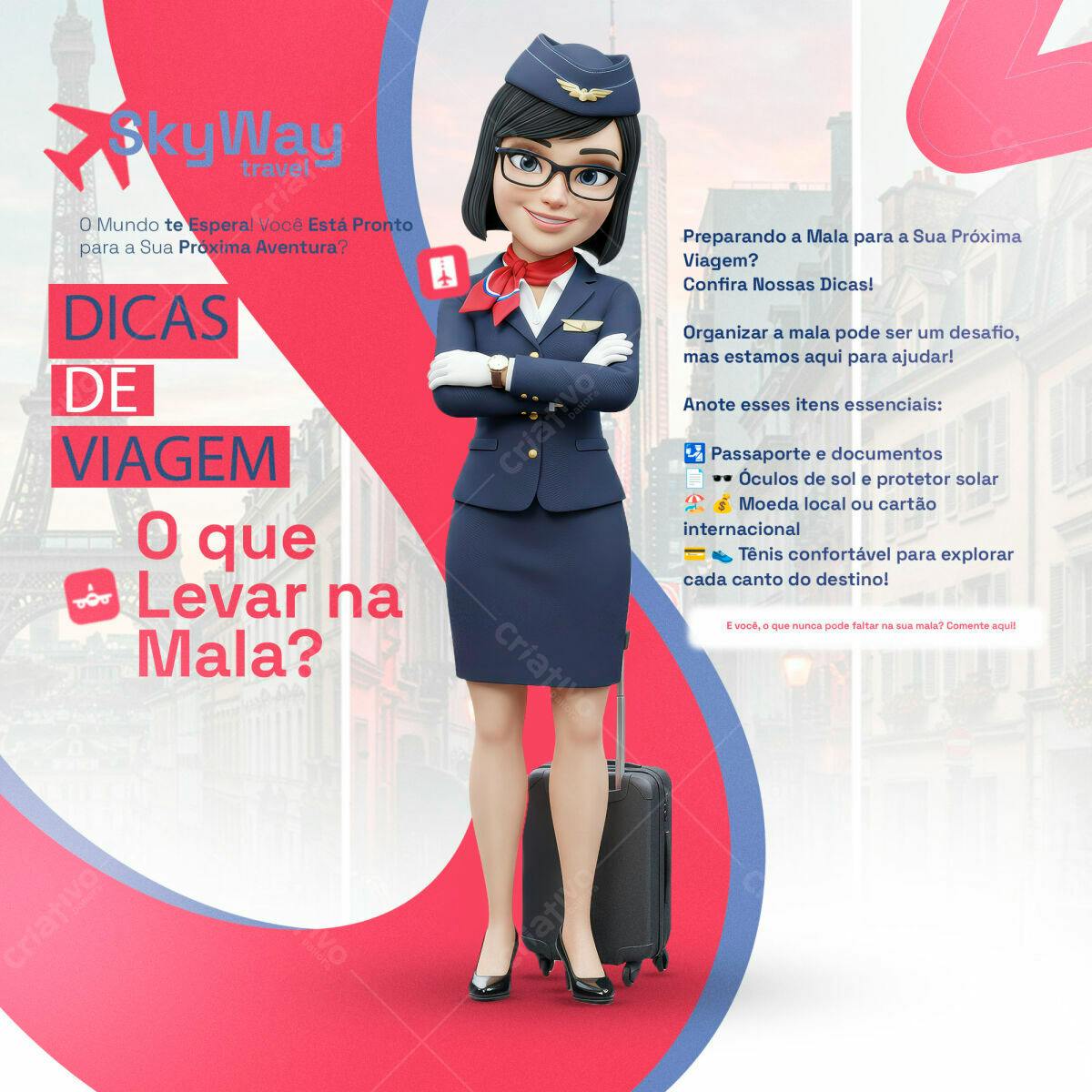 Flyer Dicas de Viagem PSD Editável