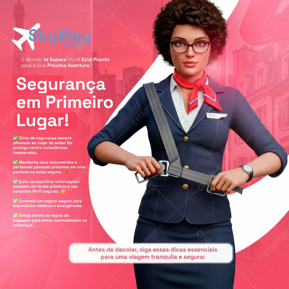 Flyer Segurança em Viagens PSD Editável