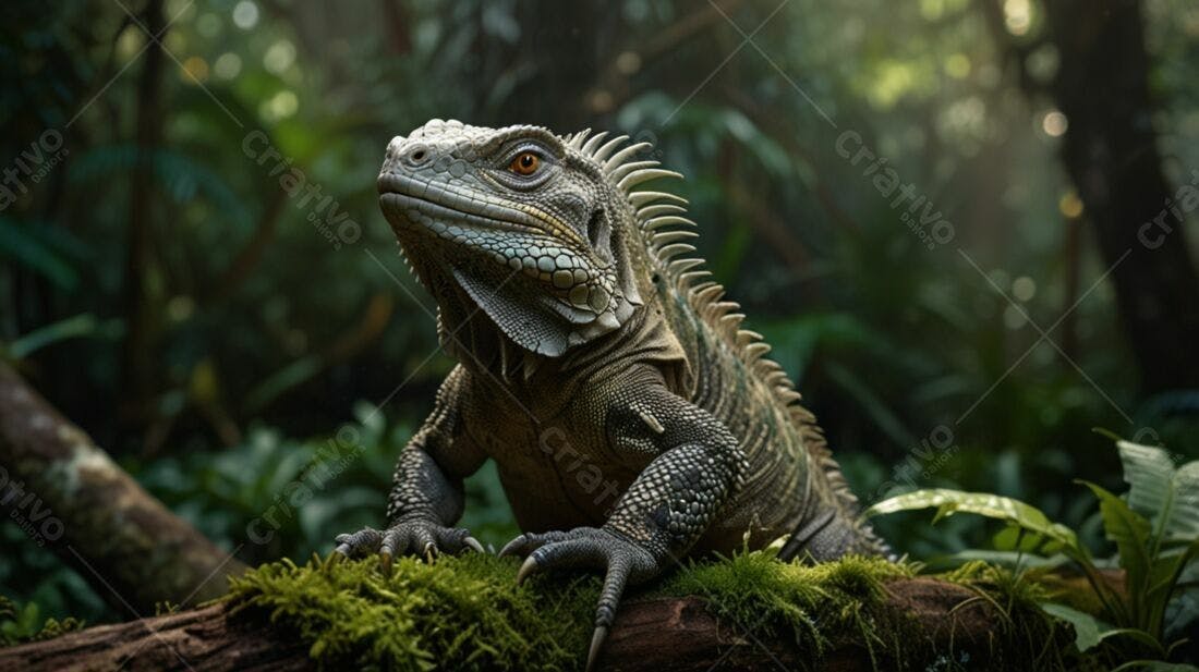Iguana Verde em Floresta Tropical