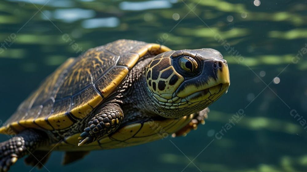 Uma Linda Imagem De Uma Tartaruga Nadando Sobre As Águas Do Mar