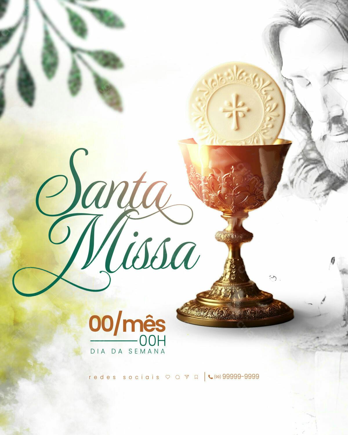 Flyer para Santa Missa PSD Editável