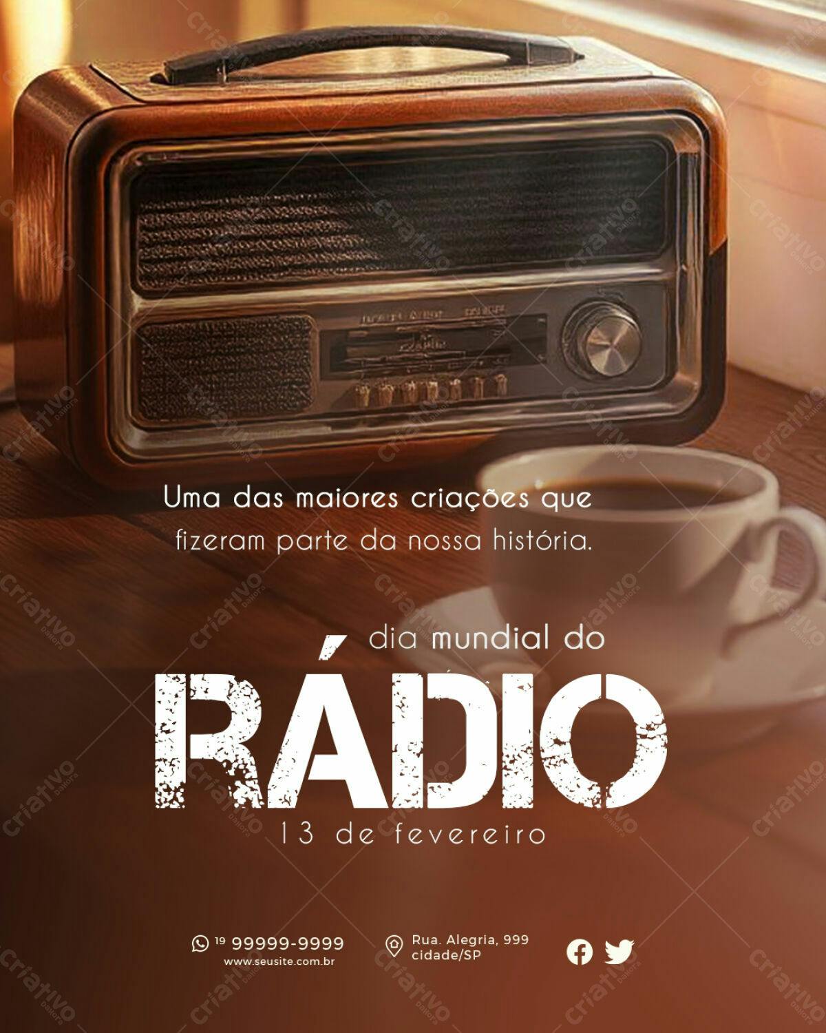 Flyer Dia Mundial do Rádio PSD Editável