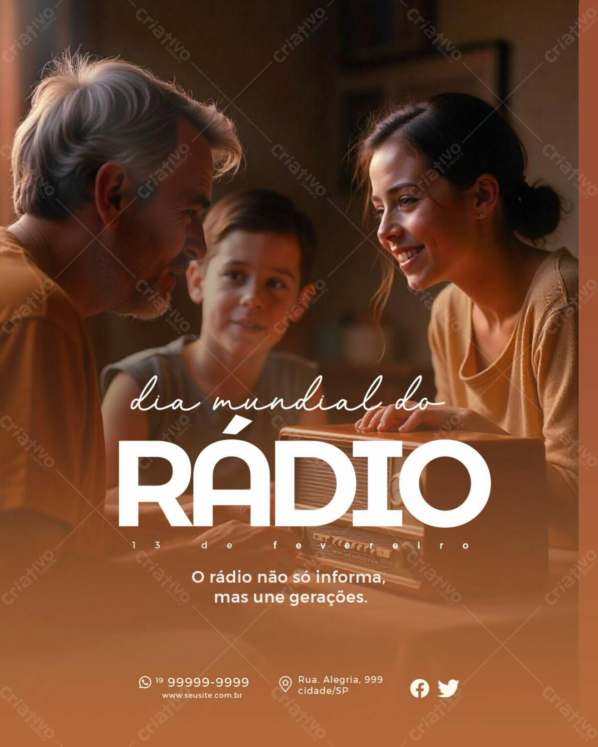 Flyer Dia Mundial do Rádio PSD Editável