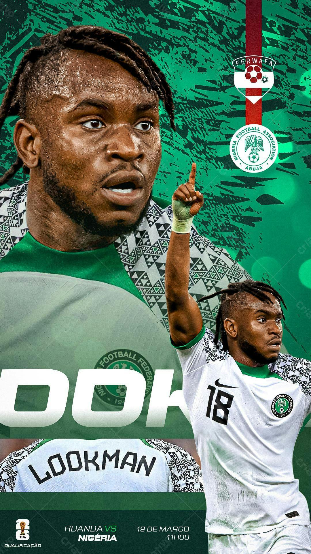 Flyer para Jogo de Futebol Nigéria x Ruanda PSD Editável