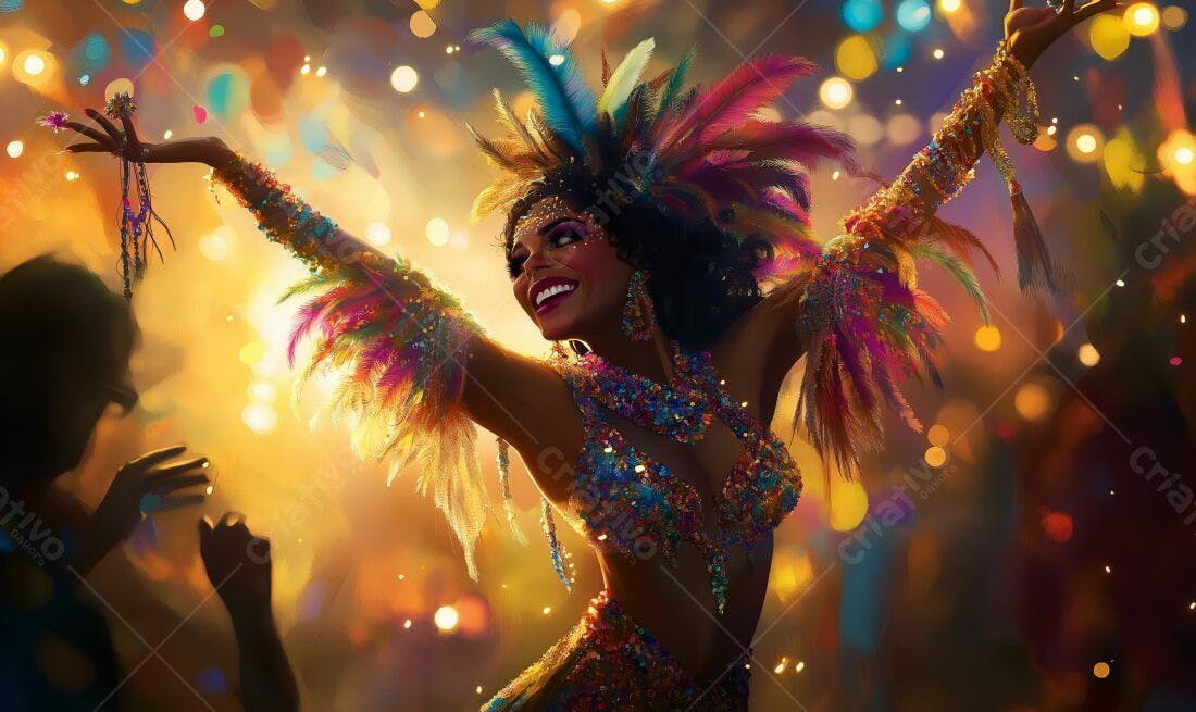 Bailarina de Carnaval em traje vibrante