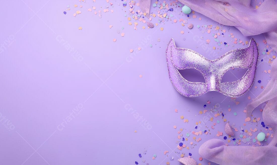 Máscara Roxa com Confete Festa