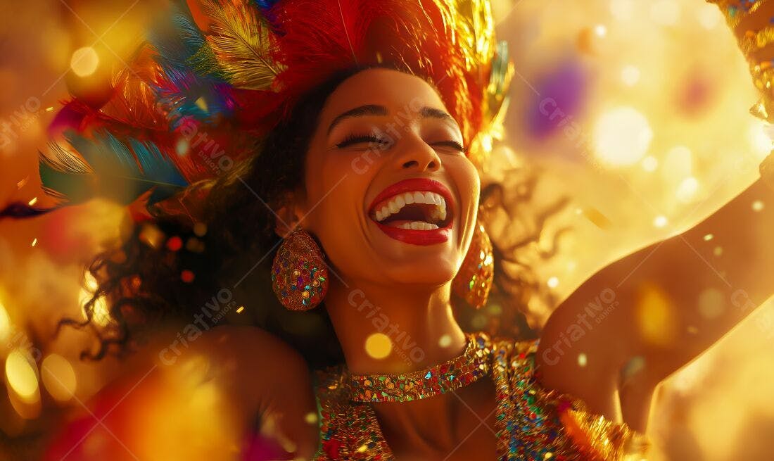 Bailarina de Carnaval sorrindo e alegre