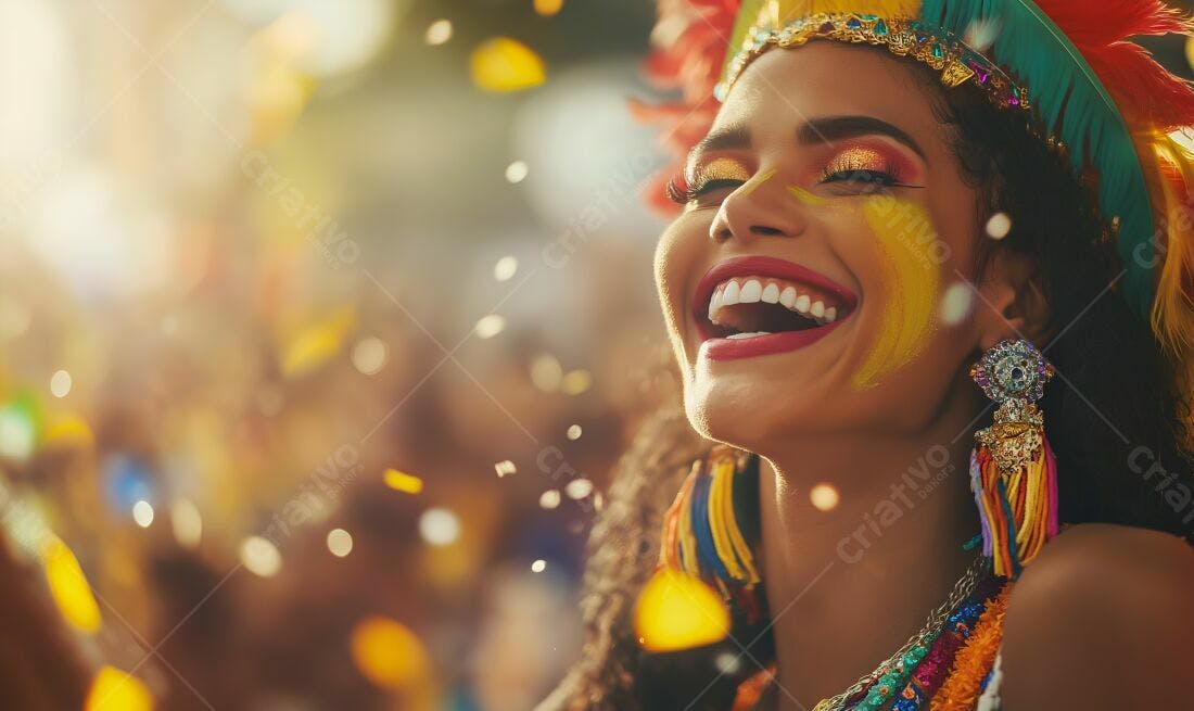 Mulher feliz Carnaval cores vibrantes