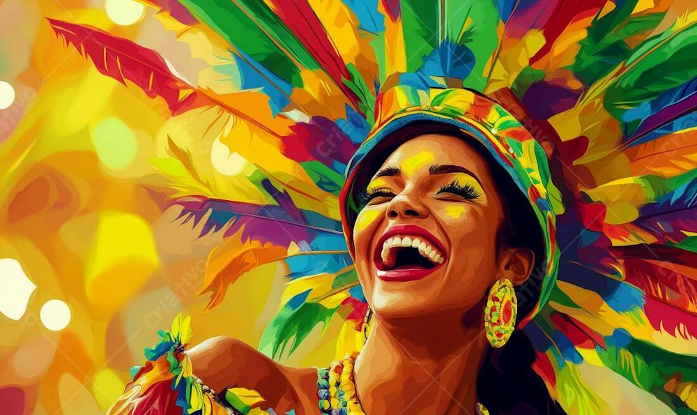 Laughing woman in vibrant carnival costume | Fotos Premium [download]