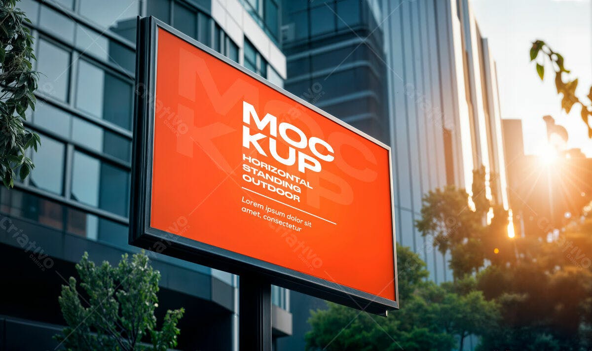 Outdoor Publicitário Laranja PSD Editável