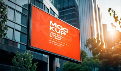 Outdoor Publicitário Laranja PSD Editável