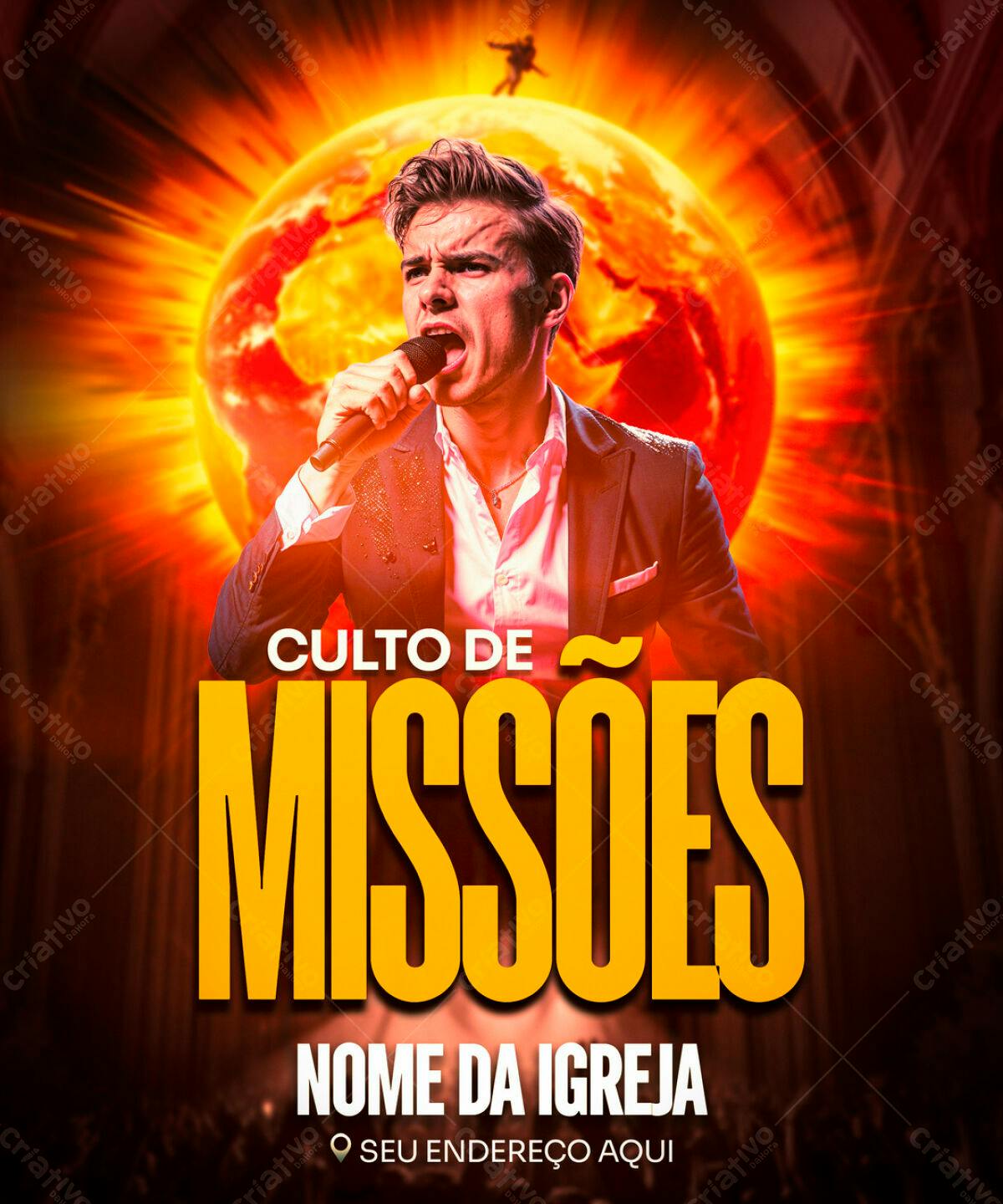 Flyer para Culto de Missões PSD Editável