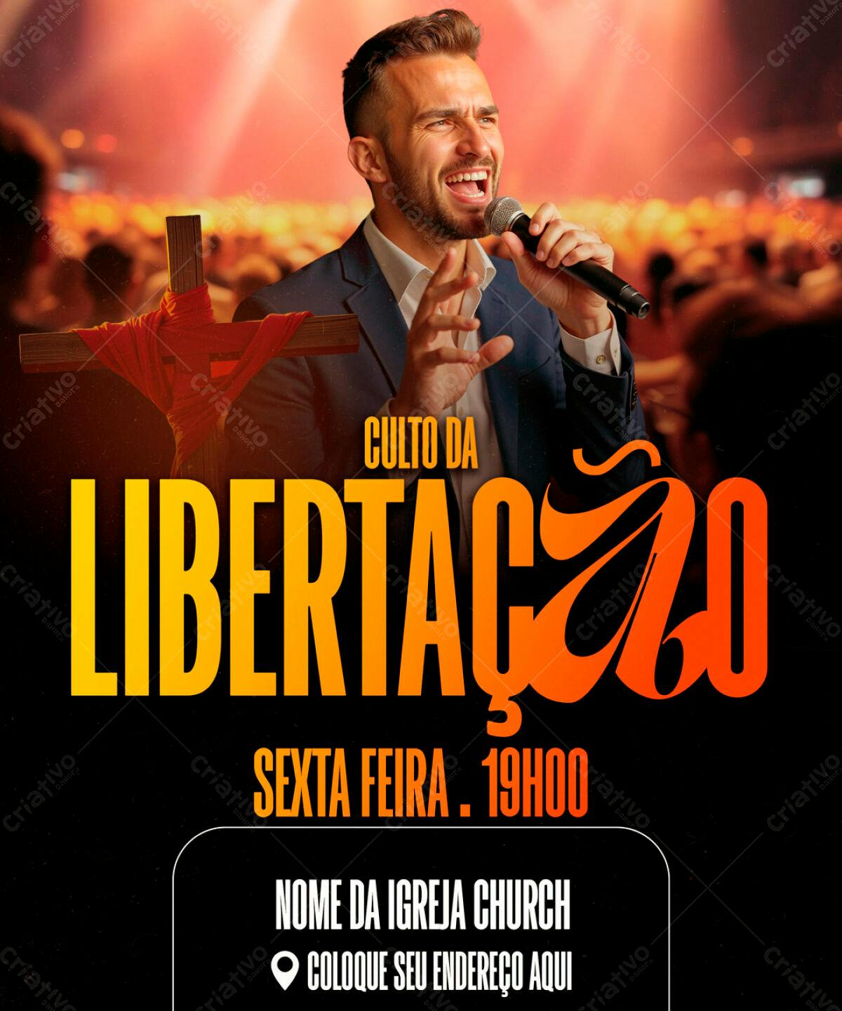 Flyer para Culto da Libertação PSD Editável