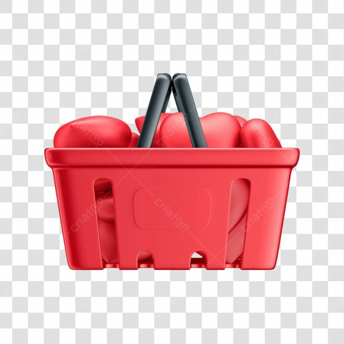 Icone cesta compras corações PNG com fundo transparente