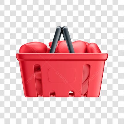 Asset 3D Supemercado Consumidor Cesto De Compras Com Coração