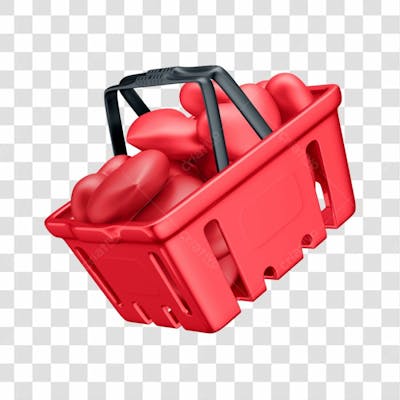 Asset 3D Supemercado Consumidor Cesto De Compras Com Coração