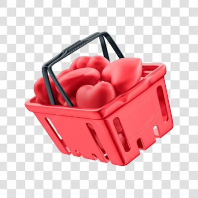 Asset 3D Supemercado Consumidor Cesto De Compras Com Coração