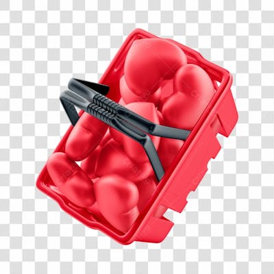 Asset 3D Supemercado Consumidor Cesto De Compras Com Coração