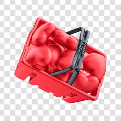Asset 3D Supemercado Consumidor Cesto De Compras Com Coração