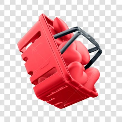 Asset 3D Supemercado Consumidor Cesto De Compras Com Coração