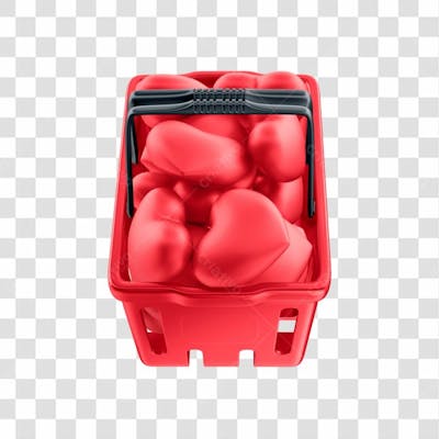 Asset 3D Supemercado Consumidor Cesto De Compras Com Coração