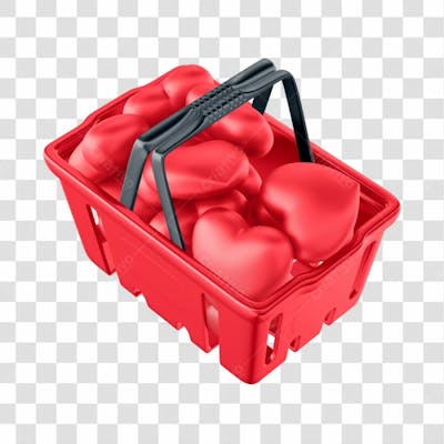 Asset 3D Supemercado Consumidor Cesto De Compras Com Coração