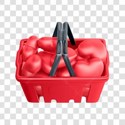 Asset 3D Supemercado Consumidor Cesto De Compras Com Coração
