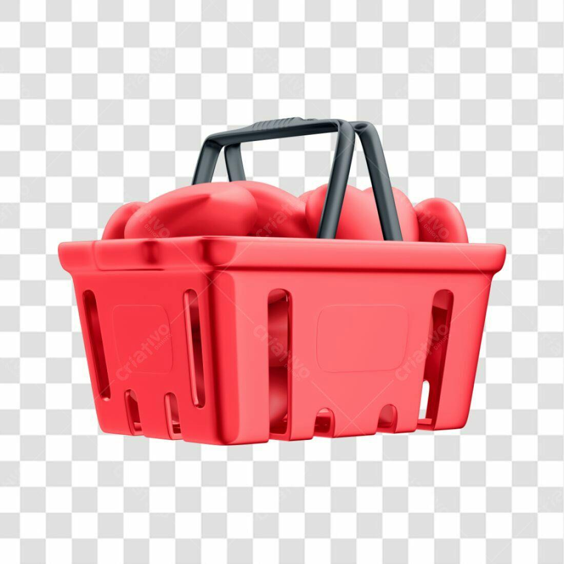 Mockup cesta de compras vermelha PNG com fundo transparente