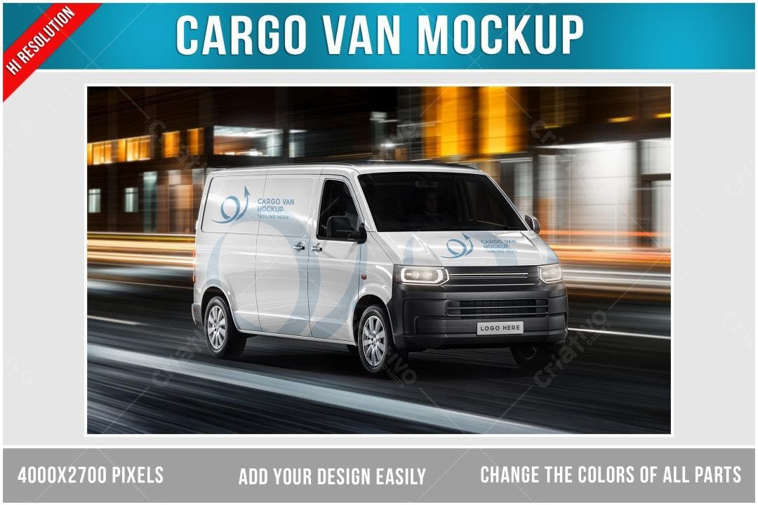 Mockup Van Branca Realista em Alta Velocidade