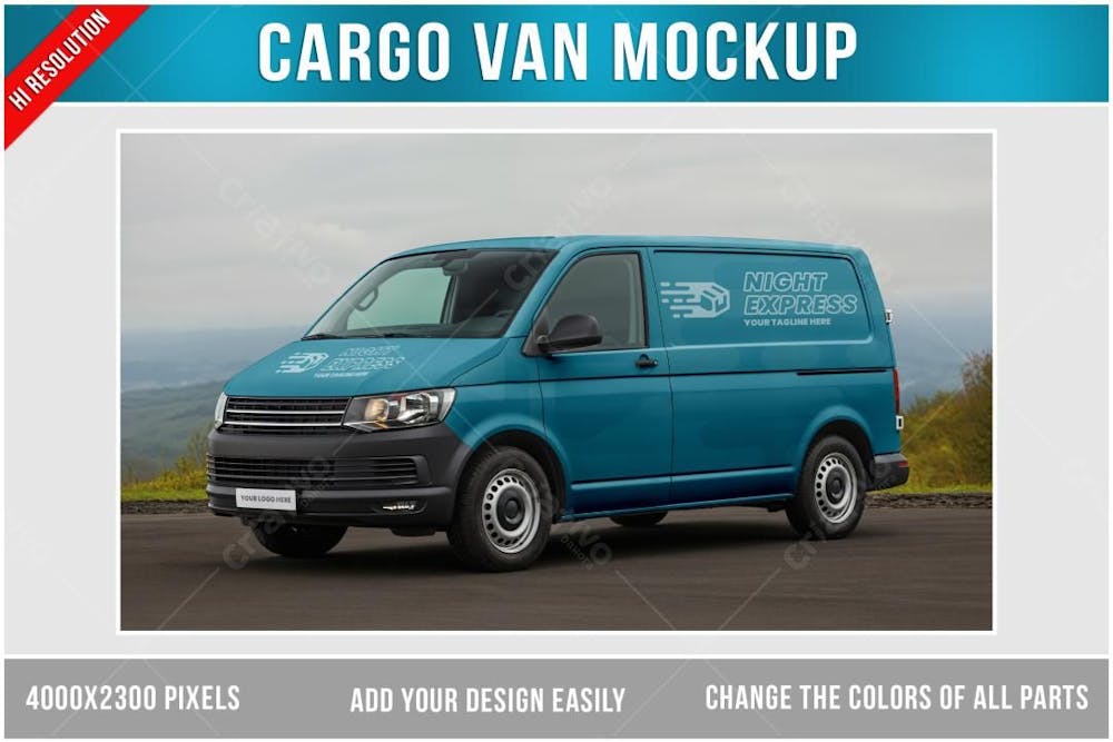 Van De Carga Mockup Psd Editável