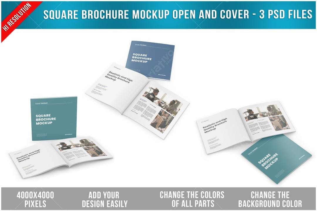 Mockup de Brochura Quadrada: Design Moderno e Realista