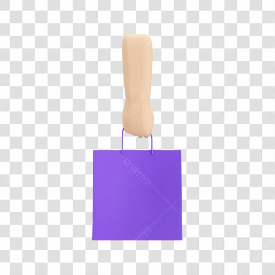 Mockup Sacola Roxa Mão PNG com fundo transparente