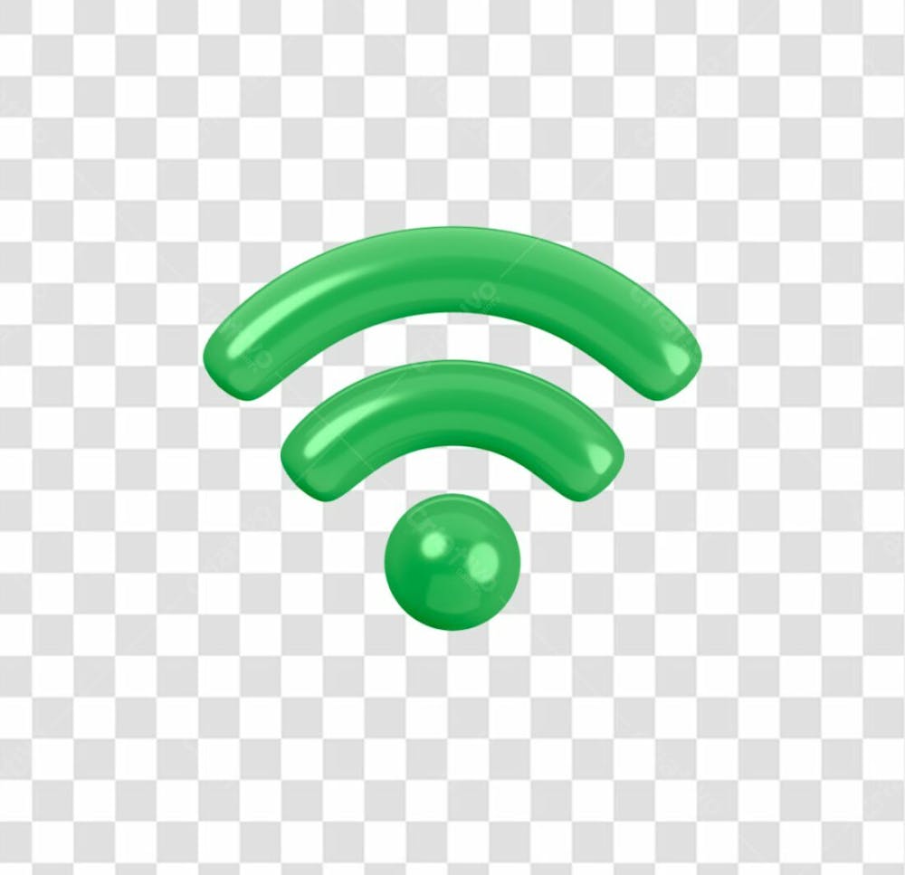 Png Icon 3D Wifi Cor Verde Brilho