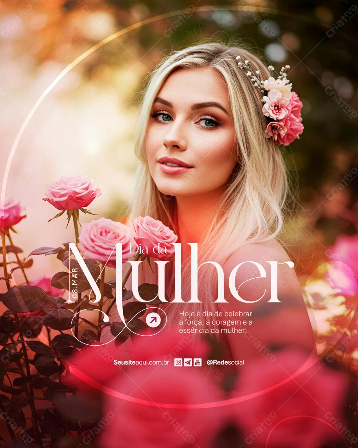Flyer Dia Internacional da Mulher PSD Editável