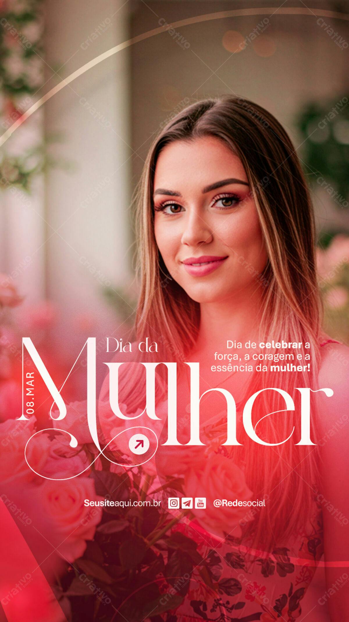 Flyer Dia Internacional da Mulher 08 Mar PSD Editável