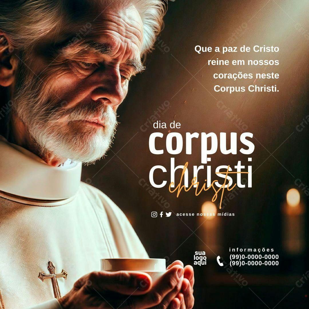 Post Instagram Corpus Christi religioso Editável no Canva