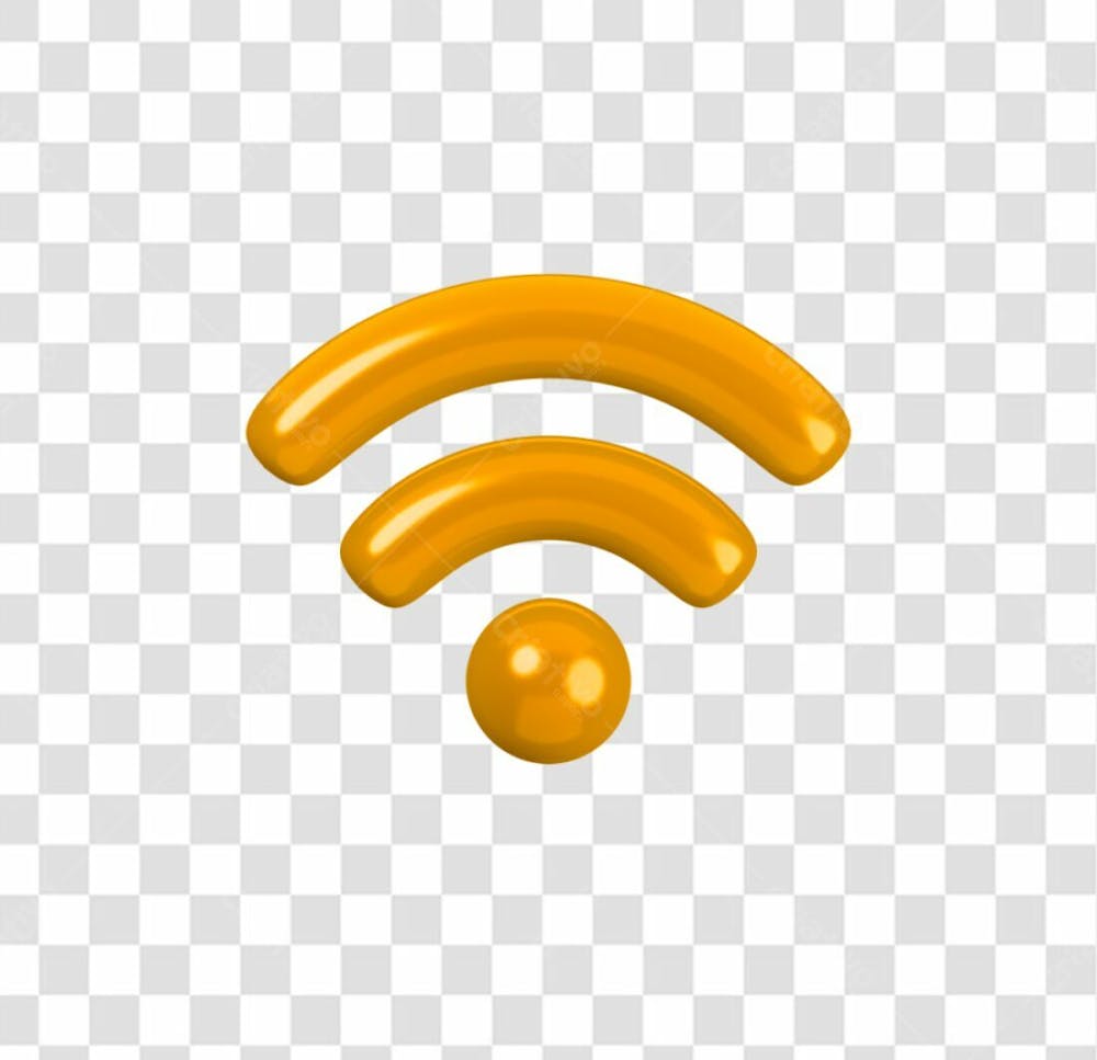 Png Icon 3D Wifi Cor Laranja Brilho