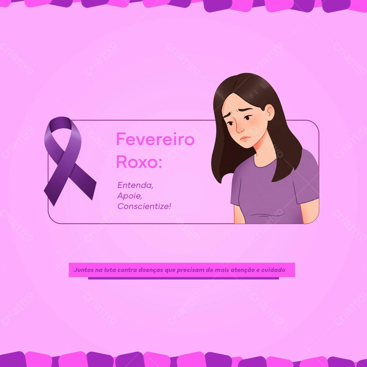 Post para Fevereiro Roxo PSD Editável