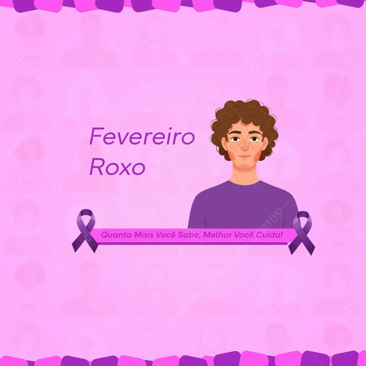 Post para Fevereiro Roxo PSD Editável