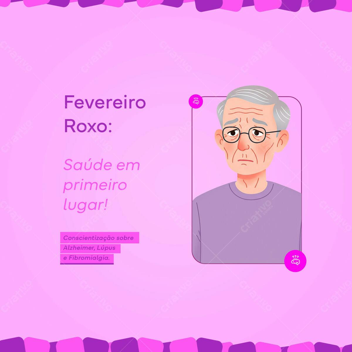 Post para Fevereiro Roxo PSD Editável