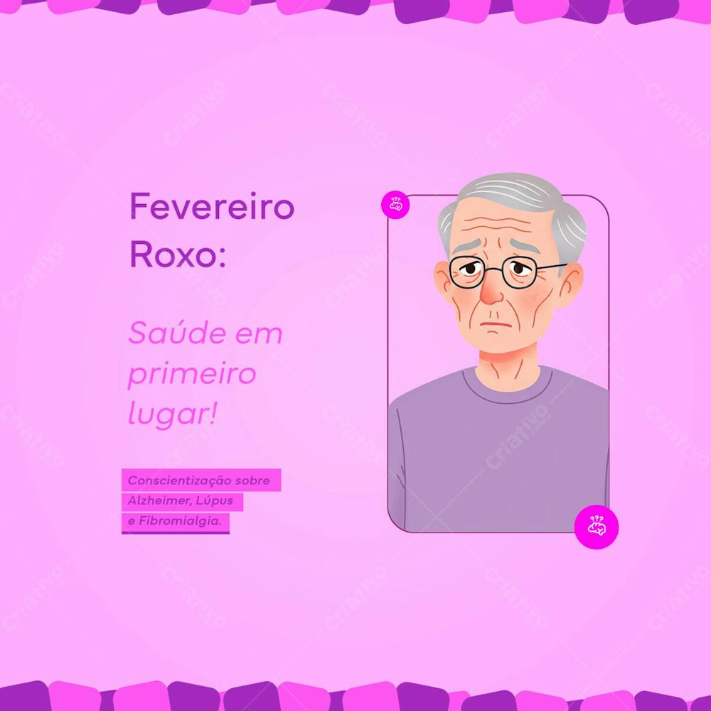 Fevereiro Roxo Saúde Em Primeiro Lugar Psd Editavel